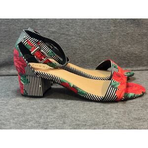 Torrid Rose Floral Striped Ankle Strap Block Heel - Women's Size 9